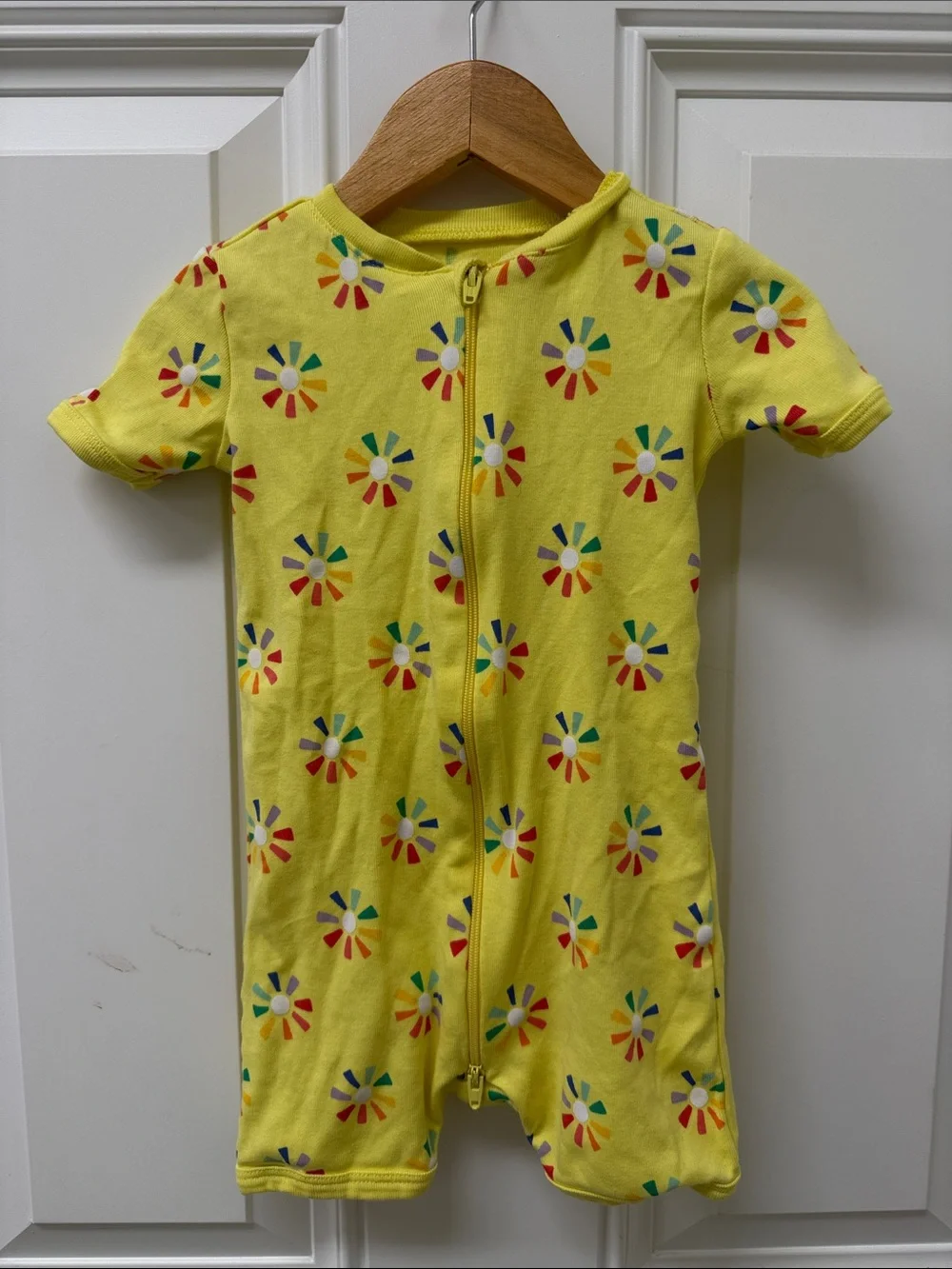 Primary Organic Cotton Yellow Floral Short Sleeve Zip Pajama Set